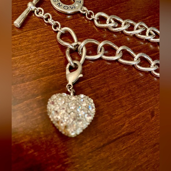 MONET heart charm bracelet with rhinestones - Picture 4 of 12